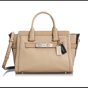 Coach Swagger Carryall Pebble Nude Leather Satchel